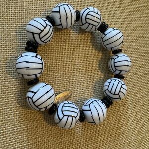 Plunder Black and White Volleyball Beaded Bracelet